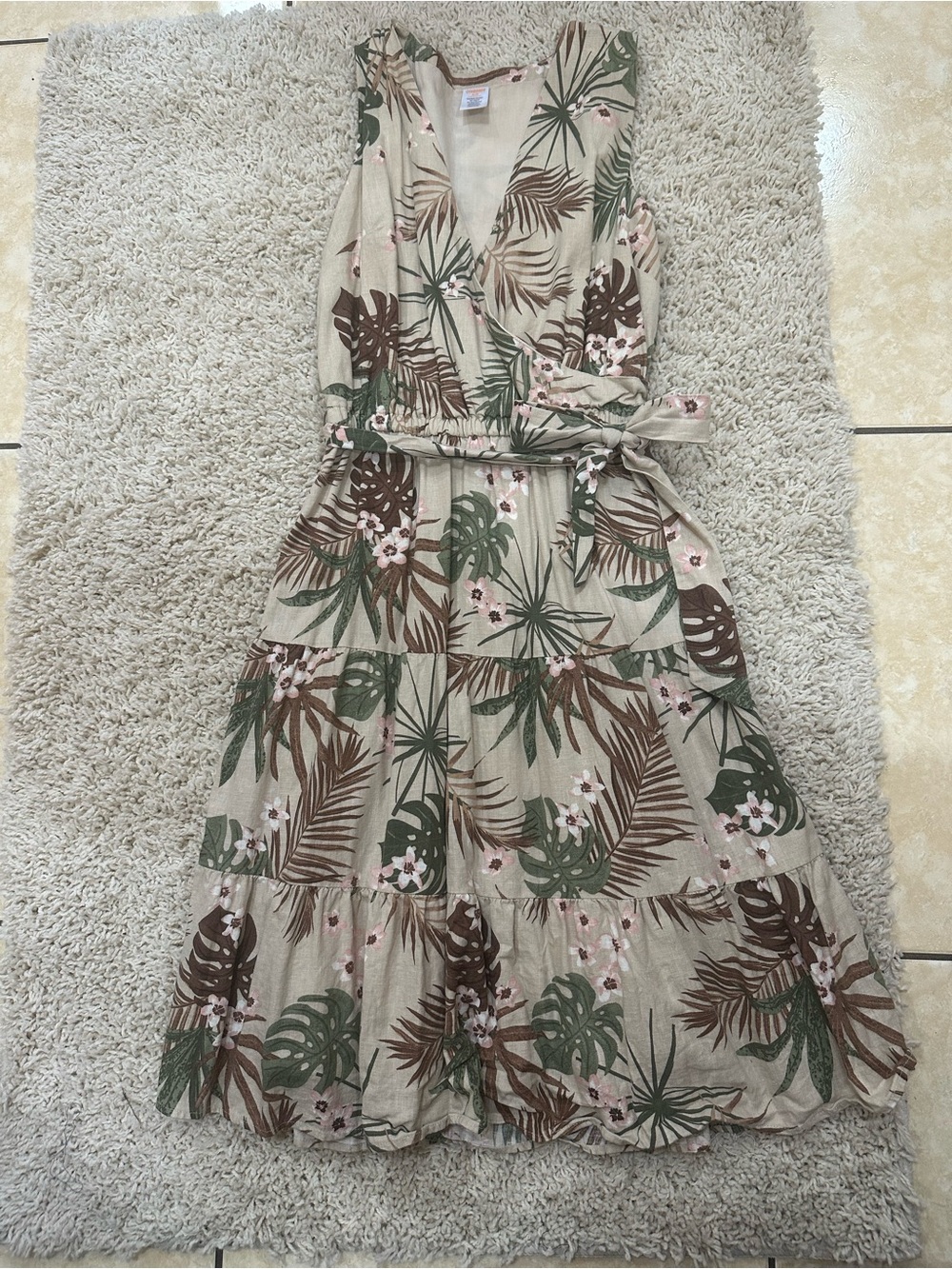Gymboree Beige Tropical Print Asymmetrical Dress